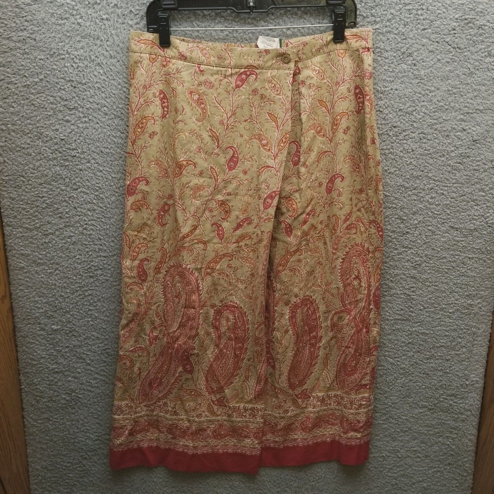Country Classics Women's XL By Koret Paisley Red Tan Long Maxi Skirt 33" 34.5" "